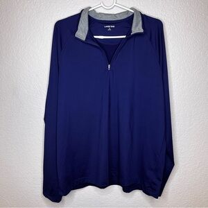 Lands' End Navy Blue Quarter-Zip Pullover Thin Material Size Large 42-44